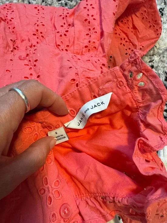 Janie and Jack Coral Eyelet Ruffle Dress - Picture 3 of 4